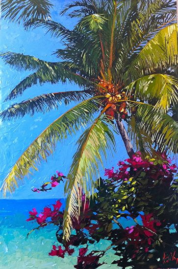 IMG_0583 by Peter Vey Peter Vey, Flower Landscape, Surrealism Painting, Plant Painting, Sea Painting, Tropical Art, Beginner Painting, Artist Gallery, Seascape Paintings