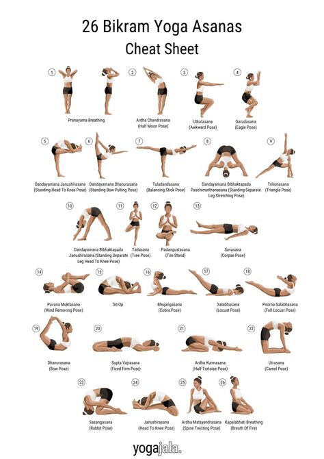 26 Yoga Poses, Most Common Yoga Poses, 26 Bikram Yoga Poses, Intense Yoga Poses, 26 Poses Of Bikram Yoga, 26 And 2 Yoga, Bikram Yoga Sequence, Cool Down Yoga Poses, Hot Yoga Flow Sequence