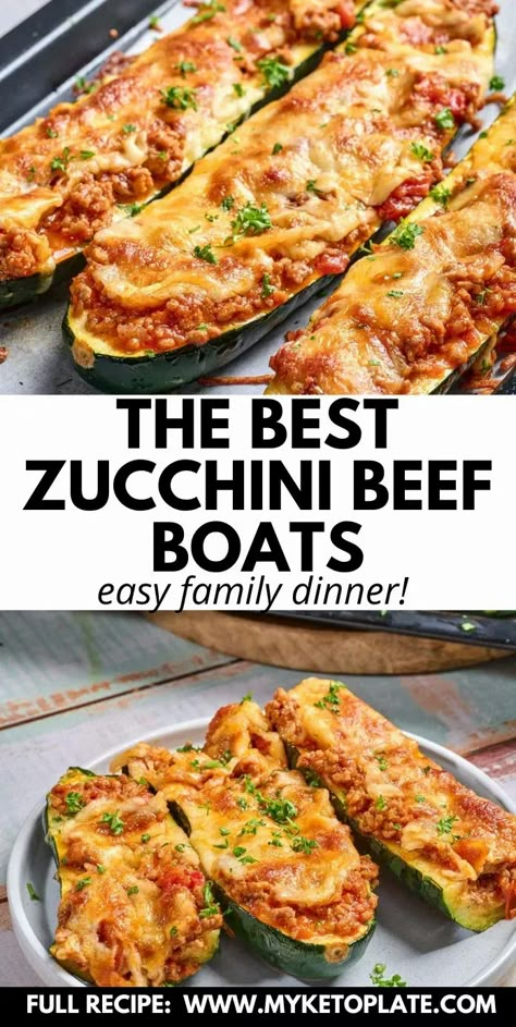 Enjoy these delicious ground beef stuffed zucchini boats, a low-carb recipe perfect for a healthy summer dinner. Bursting with flavors and packed with wholesome ingredients, it's a delightful dish for any meal and a great addition to your zucchini recipes. Zucchini Recipes Stuffed, Beef Stuffed Zucchini Boats, Zucchini Boats With Ground Beef, Recipes With Ground Beef And Zucchini, Recipes For Large Zucchini, Ground Beef Stuffed Zucchini Boats, Stuffed Zucchini Recipes Beef, Ground Beef And Zucchini Recipes Healthy, Zucchini Recipes With Ground Beef