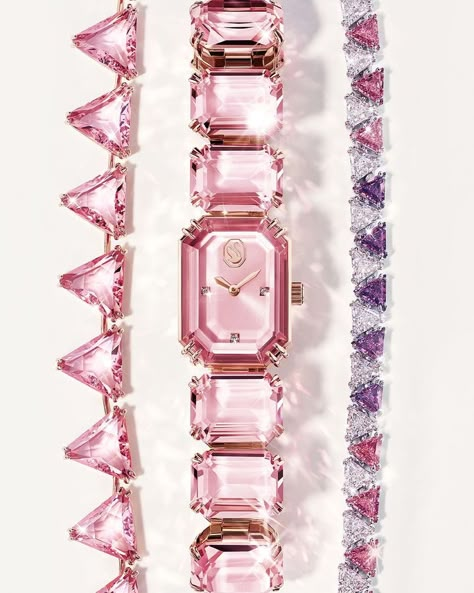 SWAROVSKI (@swarovski) • Instagram photos and videos Swarovski Millenia, Pinky Pinky, Crystals Swarovski, Diamond Watches, Pink Watch, Fancy Jewellery Designs, Bottle Jewelry, Swarovski Bracelet, A Love Letter