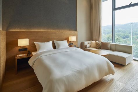 Wood-lined bedrooms, a minimal diner and a shop all feature inside the Muji Hotel in Shenzhen, which is due to open to the public later this month. Muji Hotel, Muji Home, Design Japonais, Hotel Concept, Hotel Room Design, Hotel Interior Design, Storey Homes, Hotel Interiors, Bedroom Hotel