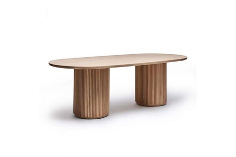 Laurel Oval Dining Table - Saddle | DesignerInc Oval Wood Dining Table, Oval Dining Table, Stone Dining Table, Exclusive Furniture, Oval Table Dining, Oval Table, Oak Dining Table, Wood Dining Table, Round Dining