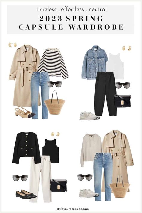 Spring Outfit Capsule, Outfit Capsule, Simple Spring Outfits, Capsule Wardrobe Casual, Capsule Wardrobe Women, Spring Summer Capsule Wardrobe, Neutral T Shirts, Spring Wardrobe Essentials, Classic Capsule Wardrobe