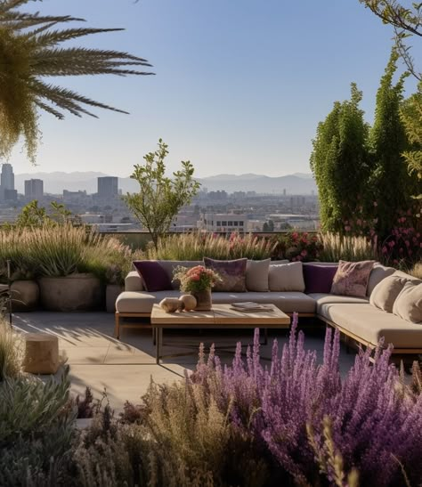 Parisian Rooftop Terrace, Mediterranean Terrace Design, Mediterranean Rooftop Garden, Urban Rooftop Terrace, Contemporary Terrace Design, Mediterranean Terrace Garden, Big Terrace Ideas Rooftop Gardens, Cozy Rooftop Terrace, Italian Rooftop Terrace