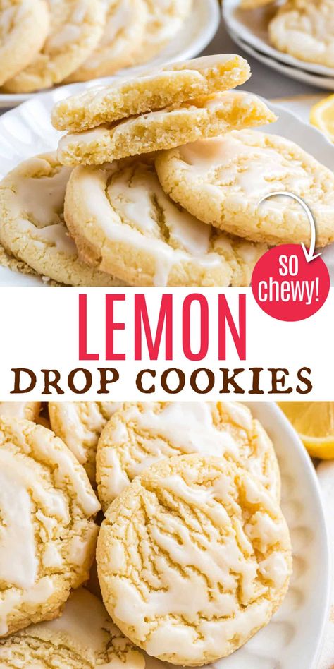 Chewy Lemon Drop Sugar Cookies Lemon Zest Sugar Cookies, Chewy Lemon Cookies Recipes, Chicago Crunch Cookies, Lemon Zest Cookies, Lemon Cookies Recipes Easy, Best Lemon Cookies Recipes, Easy Drop Cookie Recipes, Orange Drop Cookies Recipes, Lemon Glaze Cookies