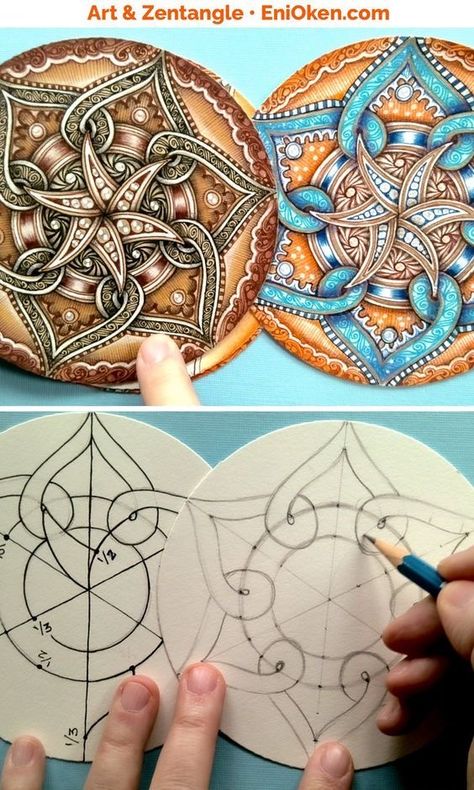 Mandala Drawing Coloring Inspiration, Zentangle Drawings Ideas, Zantangle Art, Eni Oken, Mandala Drawings, Zentangle Mandala, Easy Mandala Drawing, Acrylic Painting Ideas, Zentangle Artwork