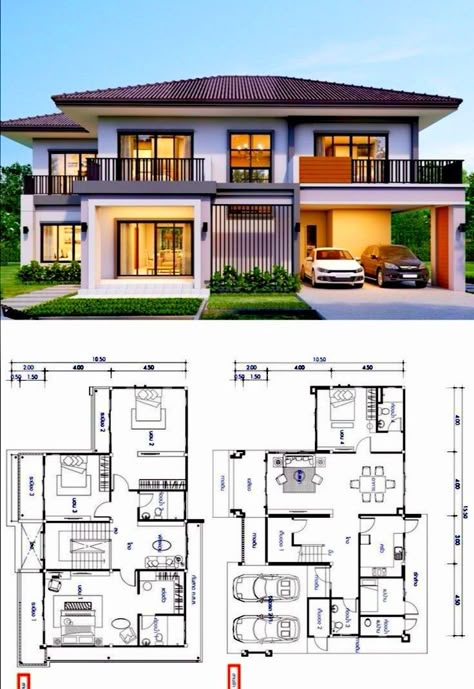 Villa Tugendhat, Bedroom Bungalow, 5 Bedroom House Plans, Modern House Floor Plans, 2 Storey House Design, House Plans Mansion, Free House Plans, Two Story House, House Plan Gallery