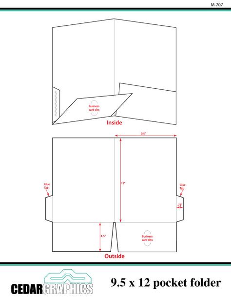 Pocket Folder - 9.5" x 12" Template Download | Adobe InDesign and ... Printable Folder Template, Folder Pockets Diy, How To Make A Folder, File Folder Template Free Printable, File Folder Printables Free, Pocket Book Design, File Folder Template, Folder Design Ideas, Pocket Folder Diy