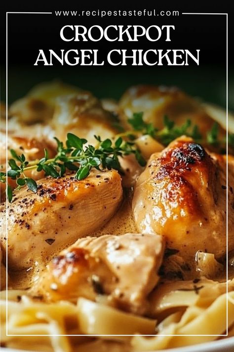 Crockpot Angel Chicken is a creamy, comforting dish that combines tender chicken breasts with a rich, flavorful sauce. Perfectly paired with angel hair pasta, this easy recipe is a family favorite that allows you to enjoy a delicious meal with minimal effort. Just set it and forget it! Easy Crock Pot Chicken Breast Recipes, Chicken Tenders Crockpot, Chicken Breast Casserole Recipes, Angel Hair Pasta Recipes, Chicken Breast Casserole, Angel Chicken, Chicken Breast Crockpot Recipes, Crockpot Chicken Breast, Easy Crockpot Chicken