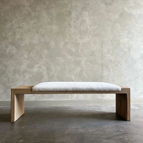 Casi Bench Natural - Bloom Home Inc Rustic Cabinet, Contemporary Bench, Vintage Bench, Manhattan Apartment, Custom Benches, Natural Form, Upholstered Ottoman, Linen Upholstery, Side Table Wood