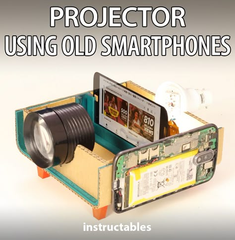 Diy Gadgets Electronics, Cell Phone Projector, Diy Tech Gadgets, Mobile Projector, Craft Closet Organization, Diy Projector, Arduino Projects Diy, Computer Projects, Technology Diy