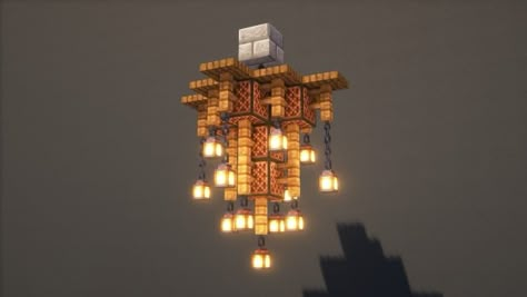 Minecraft Shandalers, Lamp Post Minecraft Designs, How To Make A Chandelier In Minecraft, Minecraft Light Fixture Ideas, Lighting Minecraft Ideas, Minecraft House Walls Ideas, Minecraft Big Chandelier, Glowstone Lamp Minecraft, Shandalers In Minecraft