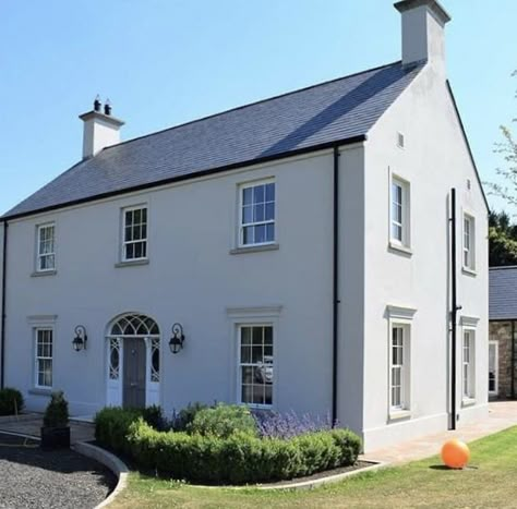 Irish Georgian Farmhouse, Irish Home Exterior, Irish Farmhouse Exterior, Farmhouse Ireland, Georgian House Uk, Irish Farmhouse Renovation, Country House Colors, House Exterior Ireland, Irish House Plans