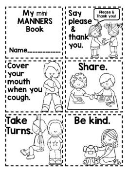 Kindergarten Manners Activities, Manners Prek Activities, Feelings And Manners Preschool Theme, Good Manners Craft Preschool, Manners Theme Preschool Crafts, All About Me Book For Preschool, School Rules Activities Preschool, Manners Games For Preschoolers, Responsibility Preschool Activities