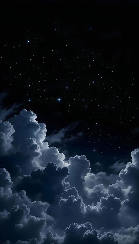 Clouds Icon Aesthetic, Night Wallpapers Aesthetic, Sleepy Aesthetic Wallpaper, Clean Iphone Wallpaper, Moonlit Clouds, Night Sky With Clouds, Iphone Wallpaper Night Sky, Fantasy Night Sky, Iphone Wallpaper Night