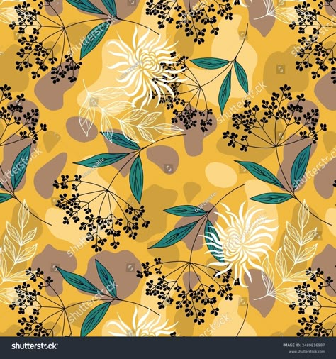 Allover Yellow Colored Flowers Pattern Green Stock Illustration 2489816987 | Shutterstock Allover Design Pattern, Digital Pattern Design, Ajrakh Prints, Shutter Stock, Allover Design, Allover Pattern, All Over Pattern, Digital Borders Design, Colored Flowers