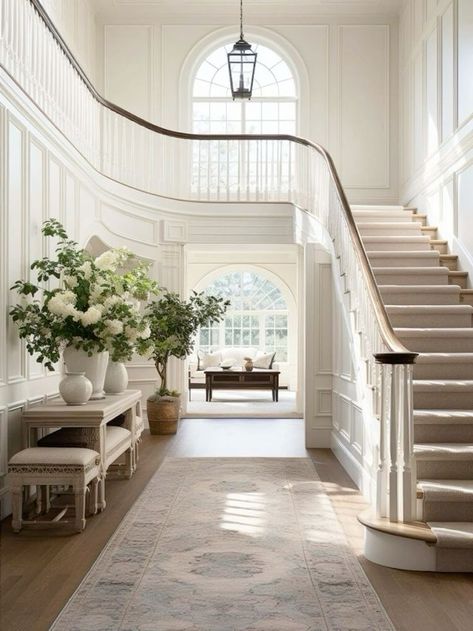 East Coast Colonial House Interior, Different House Aesthetics, Colonial Remodel, Old Money House, Spanish Mission, Foyer Entrance, Front Facade, Virginia House, London Townhouse