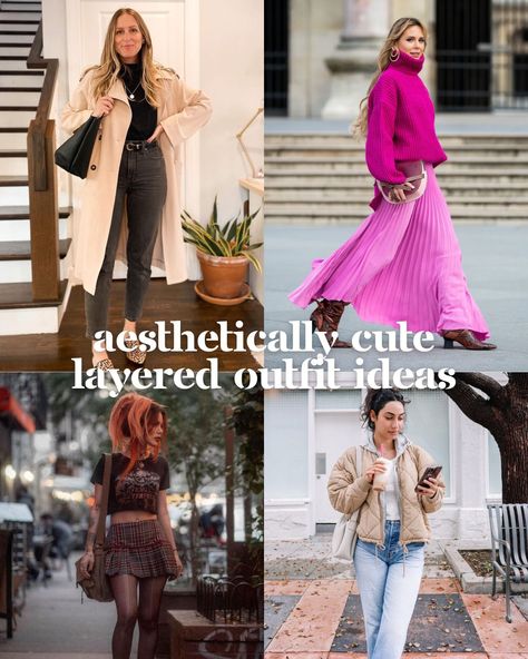 15 Aesthetically Cute Layered Outfit Ideas For Spring - ljanestyle Cute Layered Outfits, Layered Outfit Ideas, Clothes Layering, Layering A Dress, Fall Style Ideas, Fitted Lace Top, Dress Layering, Layered Outfits, Turtleneck Under