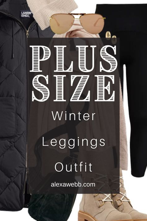 Straight Size to Plus Size - Puffer Coat - A plus size winter outfit with a trendy puffer coat or duvet coat with leggings and boots by Alexa Webb. Over 50 Womens Fashion Plus Size Winter, Plus Size Winter 2024 Outfits, Winter Outfits For Big Belly Women, Winter Outfits For Plus Size Women 2024, Fall/winter Plus Size Outfits, Plus Size Snow Outfit Winter, Plus Size Jeans Outfit Winter, Plus Size Scarf Outfit, Nyc Winter Outfits Plus Size