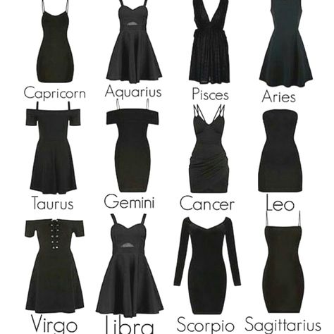 Zodiacs and their little black dresses 🖤 Zodiac Outfits, Zodiac Signs Outfits, Zodiac Clothes, Sign Dress, Zodiac Fashion, Zodiac Sign Fashion, Zodiac Signs Chart, Zodiac Signs Scorpio, Zodiac Signs Virgo