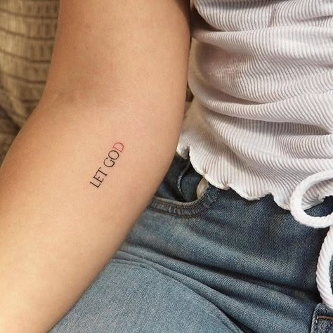 Tattoo About God Meaningful, Small Tattoos For Women With Meaning God, Dainty God Tattoos, God Related Tattoos Women, Sticker Tattoo Placement Ideas, Make Heaven Crowded Tattoo, Let Go And Let God Tattoos For Women, Let God Tattoos For Women, Let Go Let God Tattoos For Women