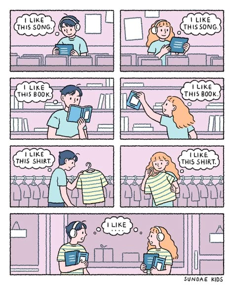 Drawing Of Couples, 4 Panel Comic, Sundae Kids, English Comics, English Story Books, Comic Book Template, Romantic Comics, Couple Comics, Comic Book Drawing