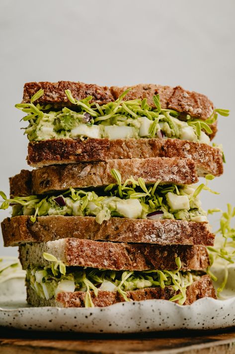 Spicy Avocado Egg Salad Sandwich Egg Salads, Traditional Salad, Egg Salad Sandwich, Avocado Egg Salad, Egg Salad Sandwiches, Spanish Onion, Salad Sandwich, Egg Salad, Avocado Egg