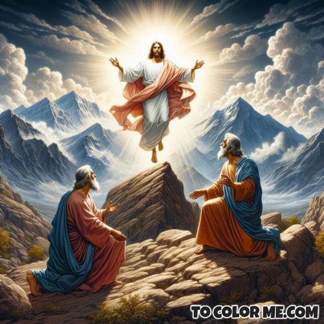 Supernatural Sight: Jesus’ Transfiguration Coloring Pages - https://www.tocolorme.com/?p=28807&utm_source=SocialAutoPoster&utm_medium=Social&utm_campaign=Pinterest Transfiguration Of Jesus, Peter James, Liturgical Seasons, The Transfiguration, His Clothes, Faith Formation, High Mountain, Bride Of Christ, Spiritual Power