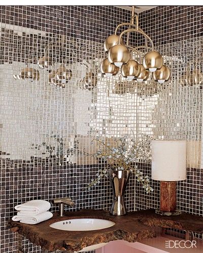 Metallic tiles bathroom