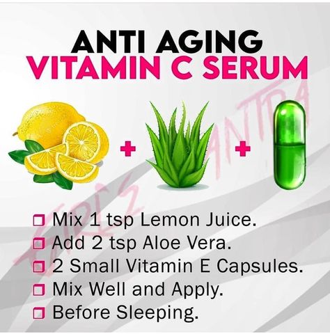 Vitamin C Serum At Home, Serum At Home, Natural Skin Care Ingredients, Anti Aging Vitamins, Natural Skin Care Remedies, Natural Face Skin Care, Essential Oils For Skin, Skin Care Wrinkles, Healthy Skin Tips