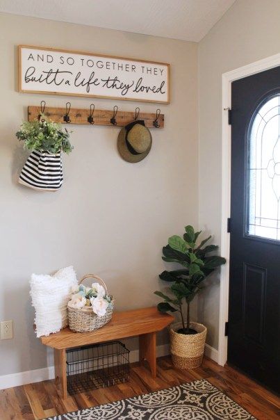 Boho Entryway, Farmhouse Entryway, Entryway Wall Decor, Small Entryways, Small Entryway, Home Entrance Decor, Entrance Decor, Open Doors, House Entrance