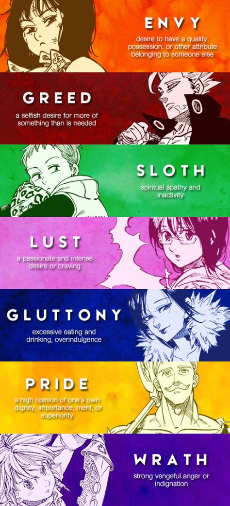 The seven deadly sins.....just saw at the ballet with my hubby on our getaway weekend.  Awesome!! Gowther 7 Deadly Sins, Fullmetal Alchemist 7 Deadly Sins, Seven Deadly Sins Anime Characters, Ban Deadly Seven Sins, King From Seven Deadly Sins, What Are The Seven Deadly Sins, Lust Sin Character Design, 7 Deadly Sins Merlin, Merlin 7 Deadly Sins