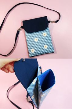 How to make a cellphone crossbody bag easily and simply [Tendersmile Handmade] Sewing Phone Bag, Handmade Crossbody Bags, Hand Made Purse, How To Make A Bag, Cross Body Bag Pattern Free, Phone Purse Pattern, Phone Bag Diy, Tendersmile Handmade, Diy Fabric Purses