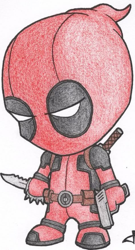 Deadpool Drawing, Pool Drawing, Easy Pencil Drawings, Easy Disney Drawings, Deadpool Art, Spiderman Drawing, Disney Drawings Sketches, Marvel Drawings, Drawing Cartoon Characters