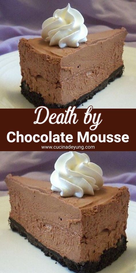 Choc Mouse Cake, Chocolate Mousse Bars, Chocolate Chip Vanilla Mousse, Mousse Recipes Desserts, Easy Chocolate Mousse Cake, Chocolate Mousse Pie Recipe, Cake For Party, Sweet Chips, Chocolate Mousse Desserts