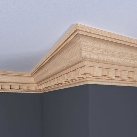 Ornamental Mouldings 4-1/2-in x 8-ft White Hardwood Unfinished Crown Moulding in the Crown Moulding department at Lowes.com Space Crown, Floor Moulding, Chair Rail Molding, Dentil Moulding, Ceiling Materials, Corner Moulding, Window Molding, Crown Moulding, Decorative Mouldings