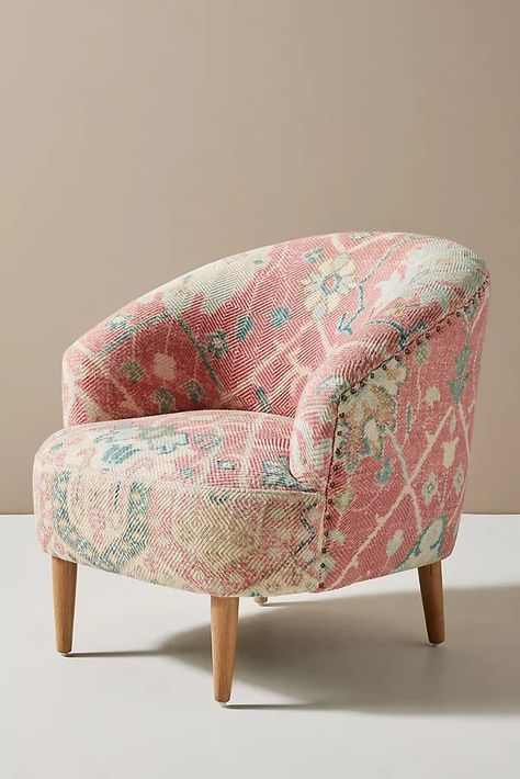 Rug-Printed Simon Accent Chair Chair Whimsy, Printed Accent Chairs, Pattern Accent Chair, Small Sectional Sofa, Patterned Furniture, Floral Chair, Hanging Furniture, Unique Sofas, Casa Country