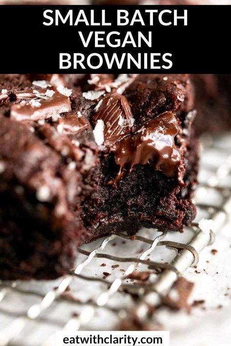 Quick Vegan Dessert, Vegan Chocolate Dessert, Small Batch Brownies, Vegan Brownie Recipe, Eggless Brownies, Vegan Brownies Easy, Peaceful Kitchen, Fudgy Vegan Brownies, Vegan Gluten Free Brownies