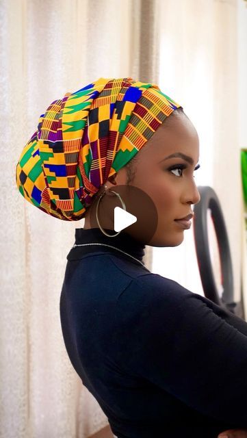 How To Make Headwraps, Ankara Turban Styles, Black Women Head Wraps, Head Wrap Ideas, African Head Wraps Tutorial, How To Make Turban, Headwrap Ideas, Hair Scarf Tutorial, Head Scarf Tutorial