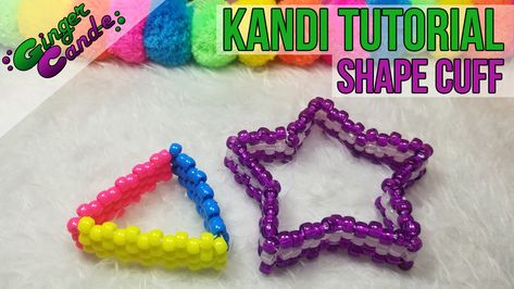 How To Make A Kandi Star Cuff, Kandi Square Tutorial, Kandi Star Pattern, Kandi Tutorial, You Tried Star, Kandi Star, Kawaii Bracelet, Kandi Cuff Patterns, Kandi Beads