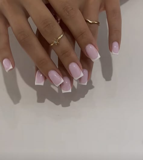 Pink French Nails, White Tip Nails, French Tip Acrylic Nails, Work Nails, French Acrylic Nails, Short Square Acrylic Nails, Classy Acrylic Nails, Classic Nails, Nails Black