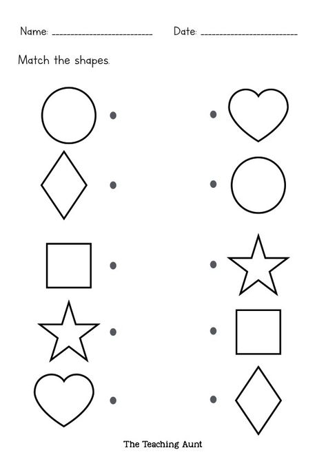 Worksheets On Shapes, Kindergarten Matching Worksheets, Preschool Matching Worksheets, Matching Shapes, Match The Shapes, Teaching Shapes Preschool, Shapes Worksheet For Class 1, Colour The Shapes Worksheet, Worksheet Related To Shapes