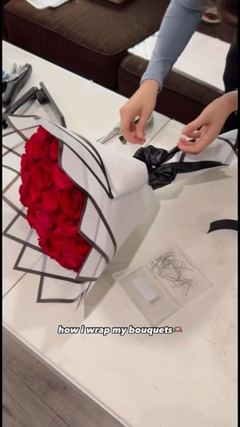 i hope this helps🥰 lmk if you have any questions⬇️ • • • #florist #bouquet #rosebouquet #sandiegoflorists #roses #explor #explorepage… | Instagram Wrapping A Flower Bouquet, Diy Rose Bouquet Floral Arrangements, How To Fold Paper For Flower Bouquet, How To Make Rose Bouquet, How To Arrange Flowers Bouquets, How To Make A Rose Bouquet, How To Wrap A Bouquet, How To Make Bouquet, How To Wrap A Bouquet In Paper