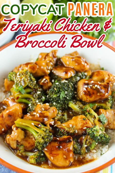 Panera's new Teriyaki Chicken & Broccoli Bowl is new to the menu and I love it! Frankly - I loved it so much I came home and made it the very next day! It's a little sweeter than some teriyaki sauces I've tasted before - but it is super delicious and ready in about 15 minutes! via @foodhussy Teriyaki Chicken And Broccoli, Ayam Teriyaki, Broccoli And Chicken, Panera Recipes, Teriyaki Chicken Bowl, Bowl Ingredients, Crunchy Vegetables, Teriyaki Glaze, Fluffy Rice