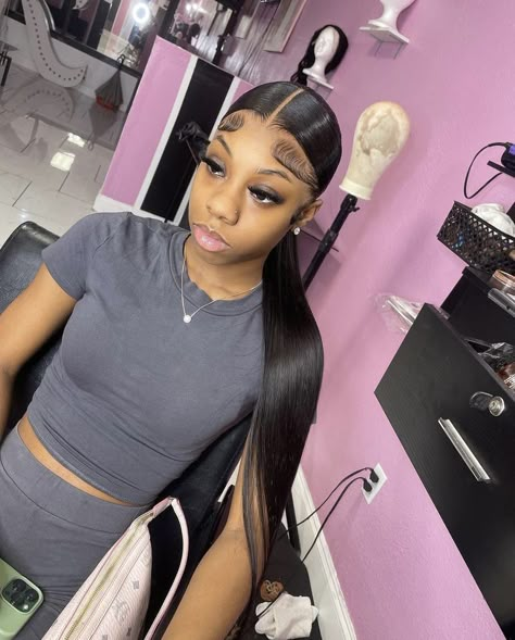 Low Pony Hairstyles, Low Ponytail Hairstyles, Slick Ponytail, Slicked Back Ponytail, Pony Hairstyles, Natural Hair Bun Styles, Sleek Ponytail Hairstyles, Weave Ponytail, Frontal Wig Hairstyles