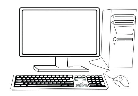 Computer Coloring Pages - Best Coloring Pages For Kids Computer Sketch, School Computer Lab, Game Computer, Kids Printable Coloring Pages, Computer Drawing, Computer Projects, Kids Computer, Computer Set, School Computers