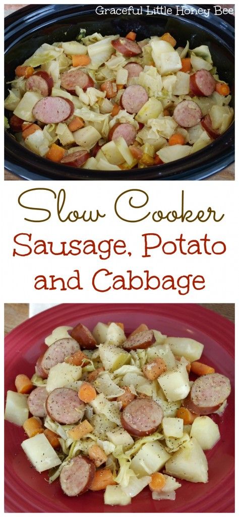 Potato And Cabbage, Slow Cooker Sausage, Sausage Potato, Cabbage And Sausage, Crockpot Ideas, Cabbage Recipe, Sausage Potatoes, Crockpot Dinners, Crockpot Dishes