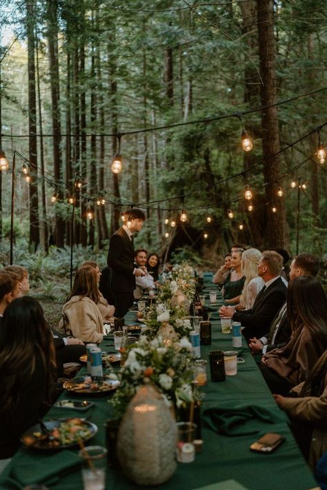 Redwood Elopement | Redwood Wedding Photographer | Plan the perfect redwood wedding with ideas for forest wedding ceremony, forest wedding dresses, decor, and ocean-side elopements. Let’s capture your special day at sherylannephoto.com! Forest Night Wedding, Woodsy Outdoor Wedding, Dinner In Forest, Cabin Themed Wedding, Micro Forest Wedding, Wedding In The Redwoods, Country Forest Wedding, Redwood Forest Wedding Elopements, Wedding In A Forest