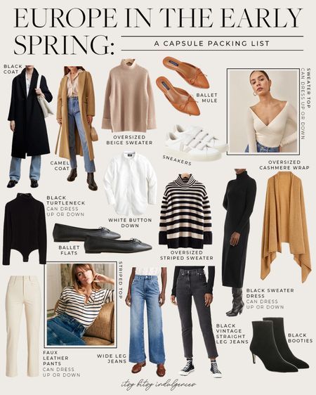 Capsule Packing, European Spring, March Outfits, Europe Packing, Europe Travel Outfits, Essentials Aesthetic, Fashion Capsule Wardrobe, London Outfit, Europe Outfits