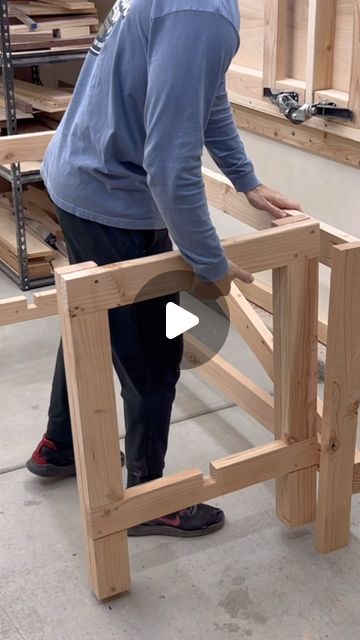 Click the link in my bio for plans! This was definitely one of my favorite builds to date and a BIG space-saver in my 1-car garage worksh... | Instagram Garage Woodshop, Workbench Designs, Folding Workbench, Table Build, Workbench Plans Diy, Woodworking Bench Plans, Diy Workbench, Pallet Furniture Living Room, Diy Furniture For Small Spaces